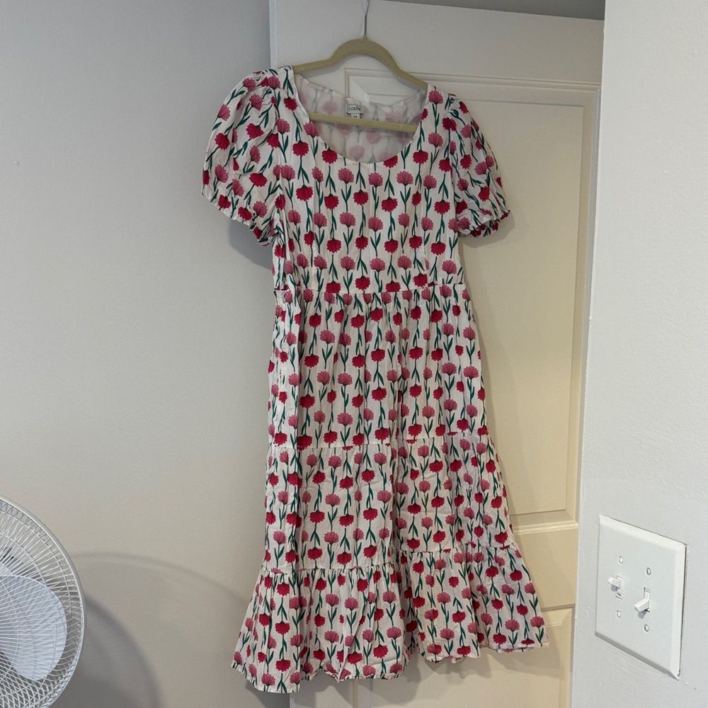 J. Crew Factory White and Red Patterned Maxi Dress